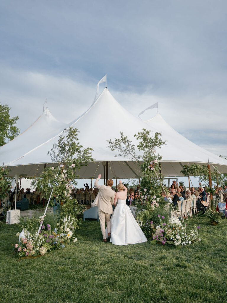 Annapolis waterfront wedding at Whitehall, floral tent entrance