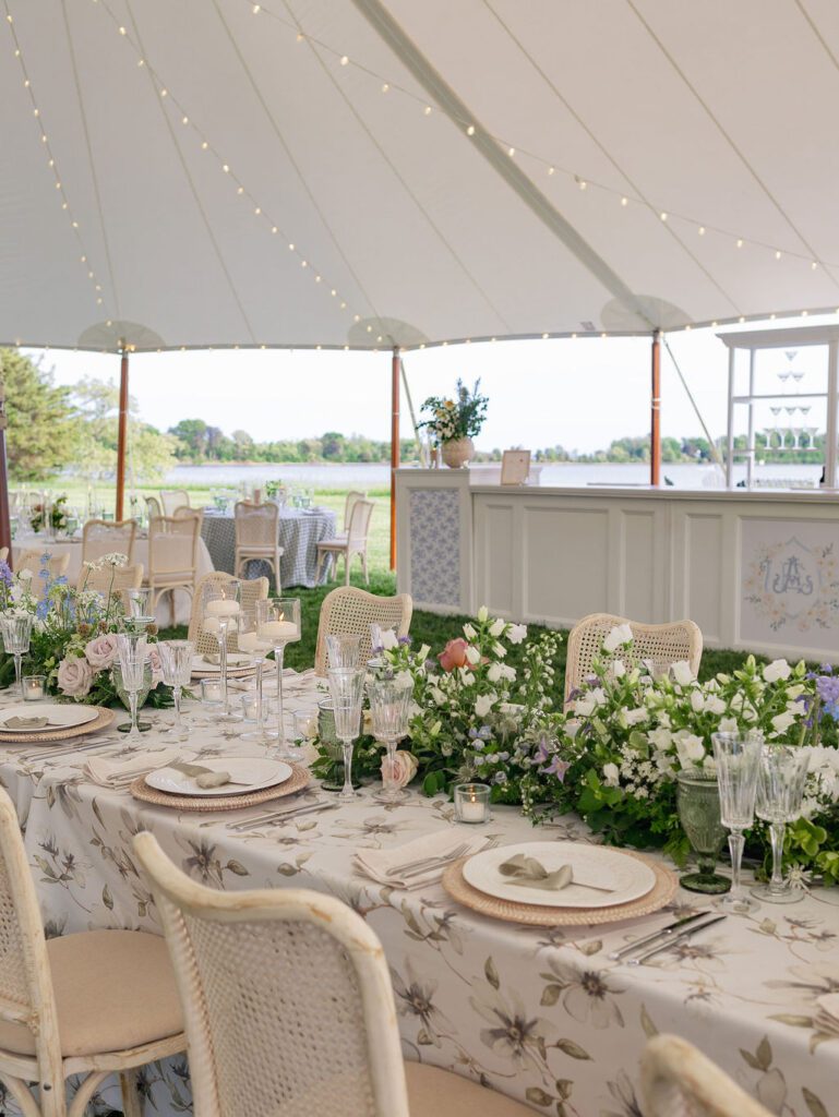 Annapolis waterfront wedding at Whitehall, garden-inspired reception